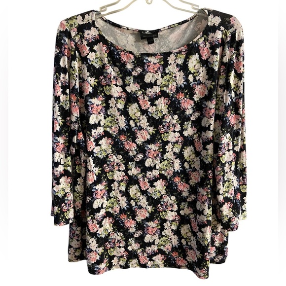 J Jill Wearever‎ Collection floral top boat neck XL - Picture 1 of 6